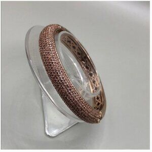 Daniela Swaebe Pure Radiance 10 Row Pave Crystal Hinged Bangle Bracelet Rose